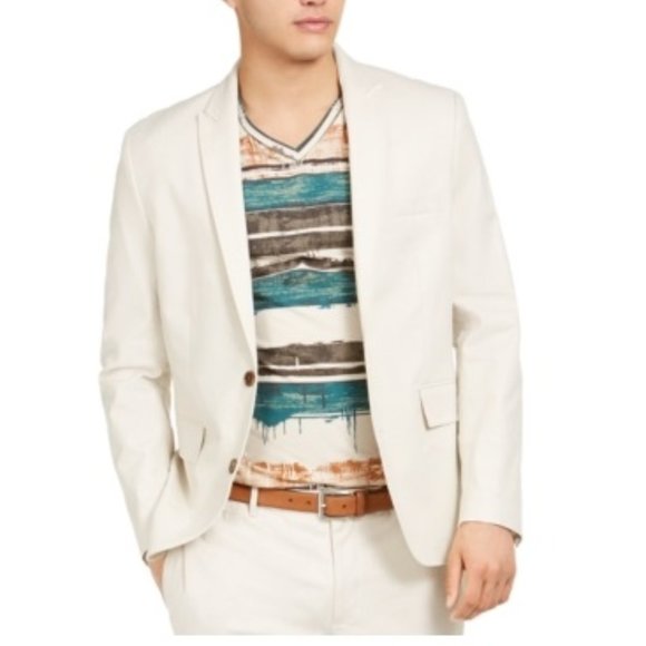 NWT INC Mens Beige Single Breasted Blazer Size XXL Floral Inner Print $140 P0012